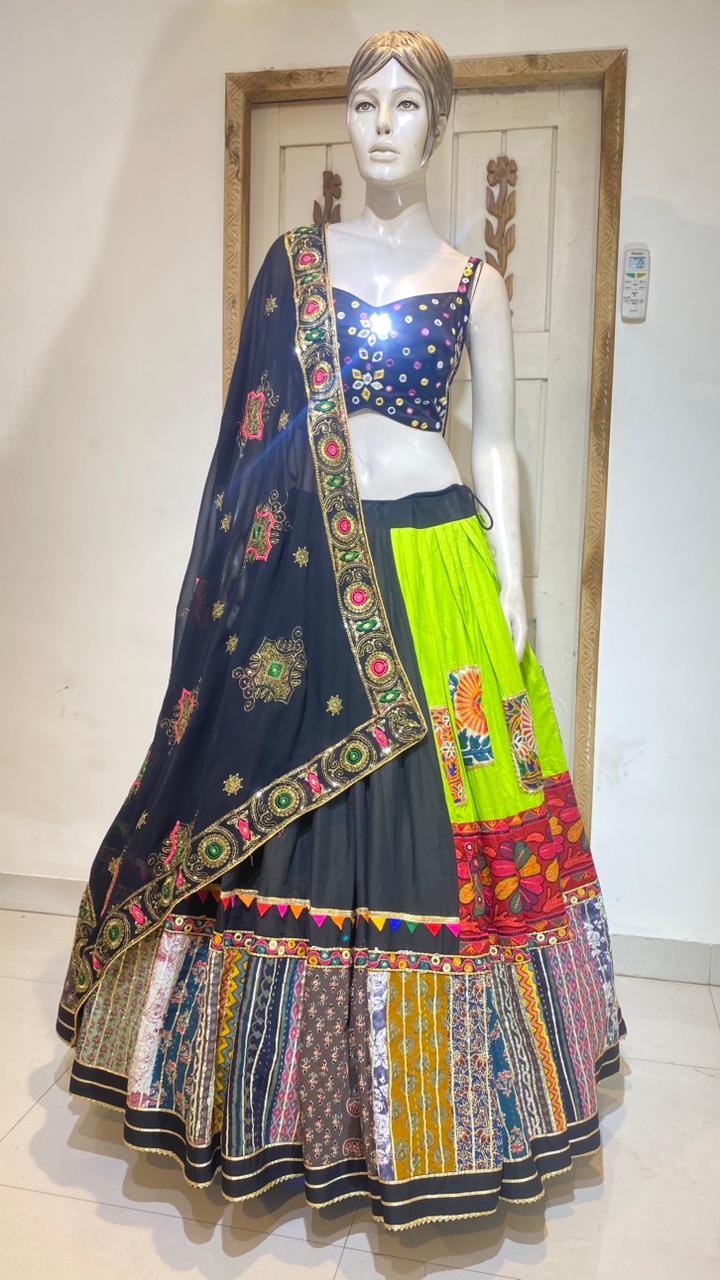 gujarati chaniya choli for women – handcrafted kutchi embroidery navratri & wedding lehenga with dupatta